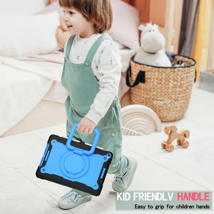 For iPad 10.2 2021 / 2020 / 2019 Contrast Color Shockproof Robot Silicone + PC Case with Wristband Holder(Black + Blue) - iPad 10.2 Cases by buy2fix | Online Shopping UK | buy2fix