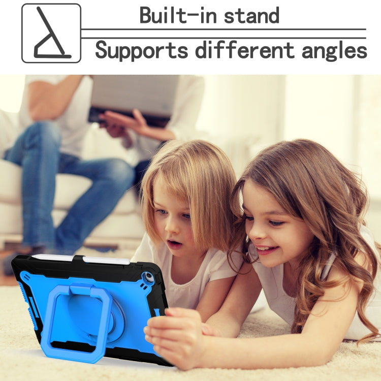 For iPad 10.2 2021 / 2020 / 2019 Contrast Color Shockproof Robot Silicone + PC Case with Wristband Holder(Black + Blue) - iPad 10.2 Cases by buy2fix | Online Shopping UK | buy2fix