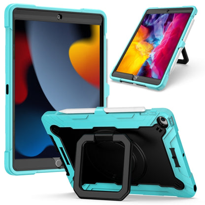 For iPad 10.2 2021 / 2020 / 2019 Contrast Color Shockproof Robot Silicone + PC Case with Wristband Holder(Mint Green + Black) - iPad 10.2 Cases by buy2fix | Online Shopping UK | buy2fix