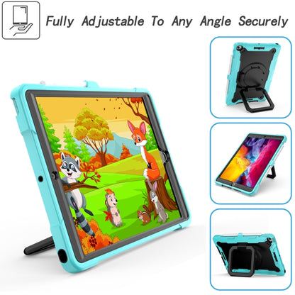 For iPad 10.2 2021 / 2020 / 2019 Contrast Color Shockproof Robot Silicone + PC Case with Wristband Holder(Mint Green + Black) - iPad 10.2 Cases by buy2fix | Online Shopping UK | buy2fix