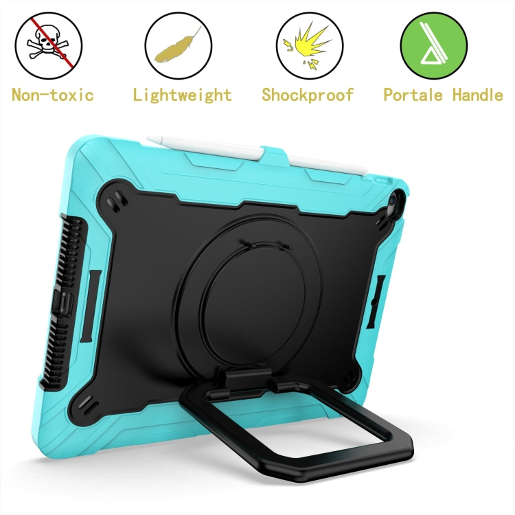 For iPad 10.2 2021 / 2020 / 2019 Contrast Color Shockproof Robot Silicone + PC Case with Wristband Holder(Mint Green + Black) - iPad 10.2 Cases by buy2fix | Online Shopping UK | buy2fix