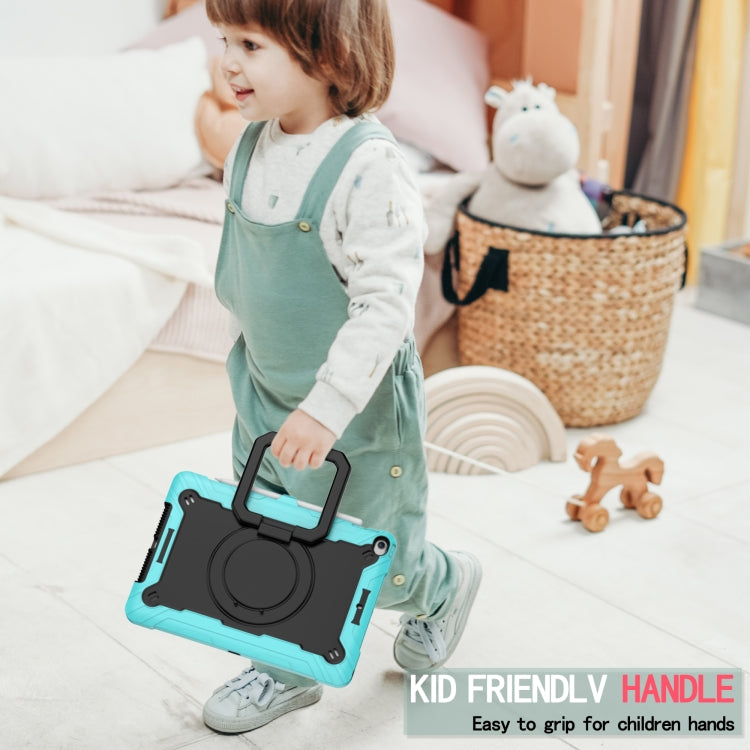 For iPad 10.2 2021 / 2020 / 2019 Contrast Color Shockproof Robot Silicone + PC Case with Wristband Holder(Mint Green + Black) - iPad 10.2 Cases by buy2fix | Online Shopping UK | buy2fix