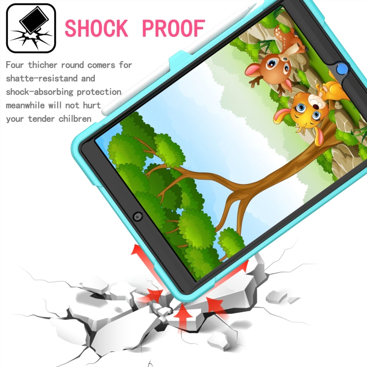 For iPad 10.2 2021 / 2020 / 2019 Contrast Color Shockproof Robot Silicone + PC Case with Wristband Holder(Mint Green + Black) - iPad 10.2 Cases by buy2fix | Online Shopping UK | buy2fix
