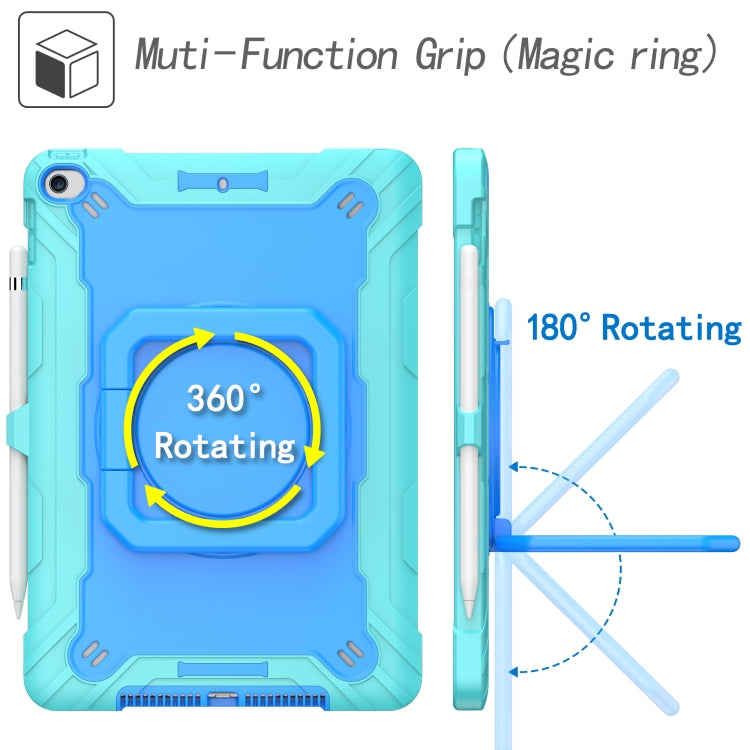 For iPad 10.2 2021 / 2020 / 2019 Contrast Color Shockproof Robot Silicone + PC Case with Wristband Holder(Mint Green + Blue) - iPad 10.2 Cases by buy2fix | Online Shopping UK | buy2fix