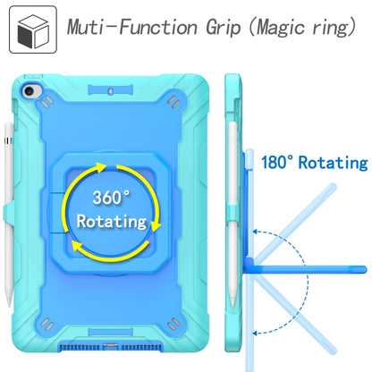 For iPad 10.2 2021 / 2020 / 2019 Contrast Color Shockproof Robot Silicone + PC Case with Wristband Holder(Mint Green + Blue) - iPad 10.2 Cases by buy2fix | Online Shopping UK | buy2fix