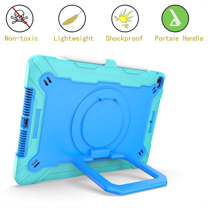 For iPad 10.2 2021 / 2020 / 2019 Contrast Color Shockproof Robot Silicone + PC Case with Wristband Holder(Mint Green + Blue) - iPad 10.2 Cases by buy2fix | Online Shopping UK | buy2fix