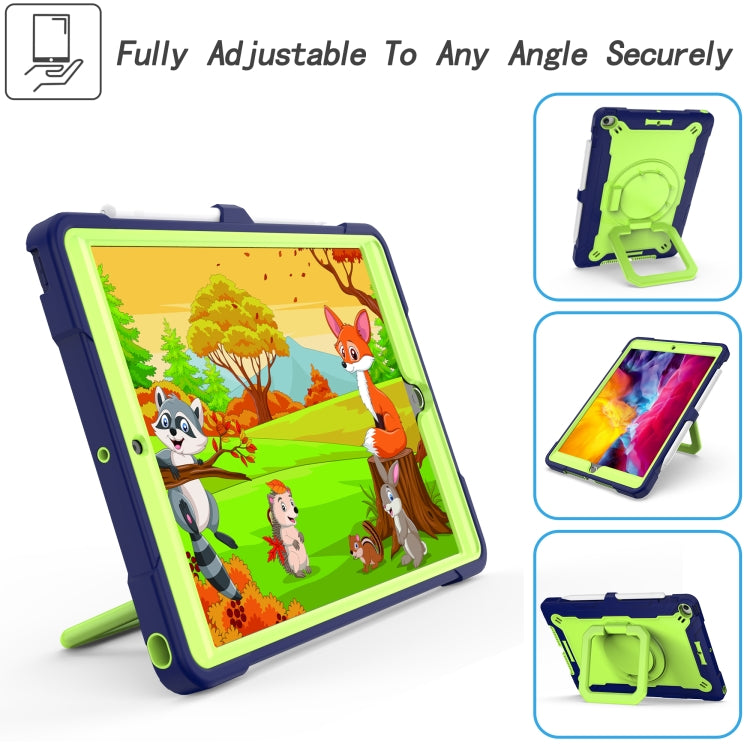 For iPad 10.2 2021 / 2020 / 2019 Contrast Color Shockproof Robot Silicone + PC Case with Wristband Holder(Navy Blue + Yellow-green) - iPad 10.2 Cases by buy2fix | Online Shopping UK | buy2fix