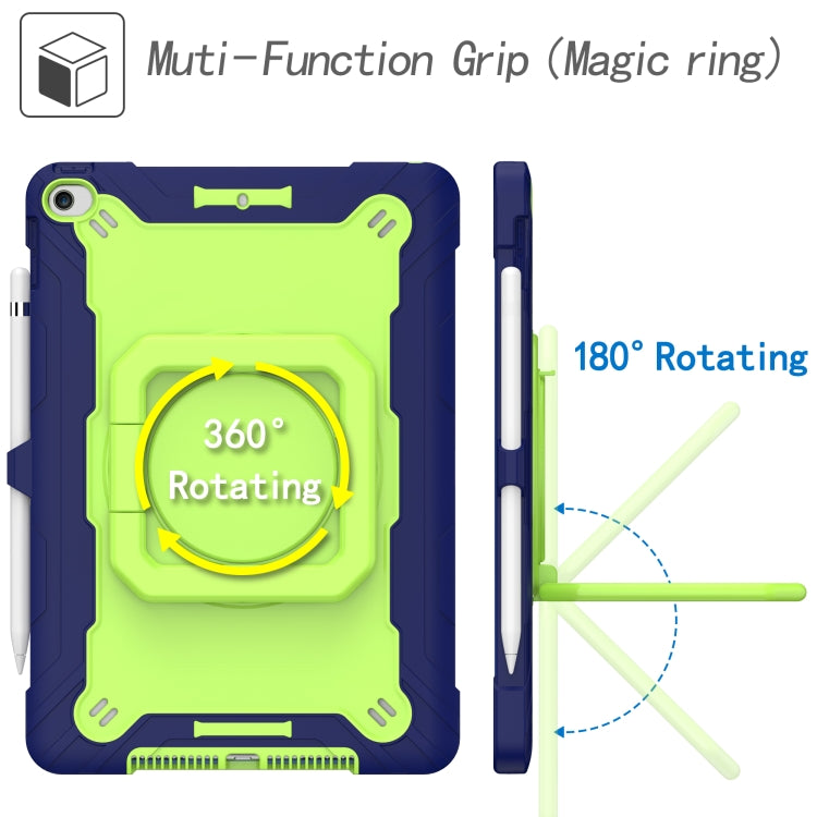 For iPad 10.2 2021 / 2020 / 2019 Contrast Color Shockproof Robot Silicone + PC Case with Wristband Holder(Navy Blue + Yellow-green) - iPad 10.2 Cases by buy2fix | Online Shopping UK | buy2fix