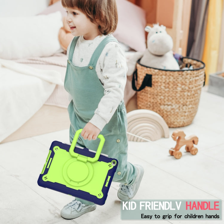 For iPad 10.2 2021 / 2020 / 2019 Contrast Color Shockproof Robot Silicone + PC Case with Wristband Holder(Navy Blue + Yellow-green) - iPad 10.2 Cases by buy2fix | Online Shopping UK | buy2fix