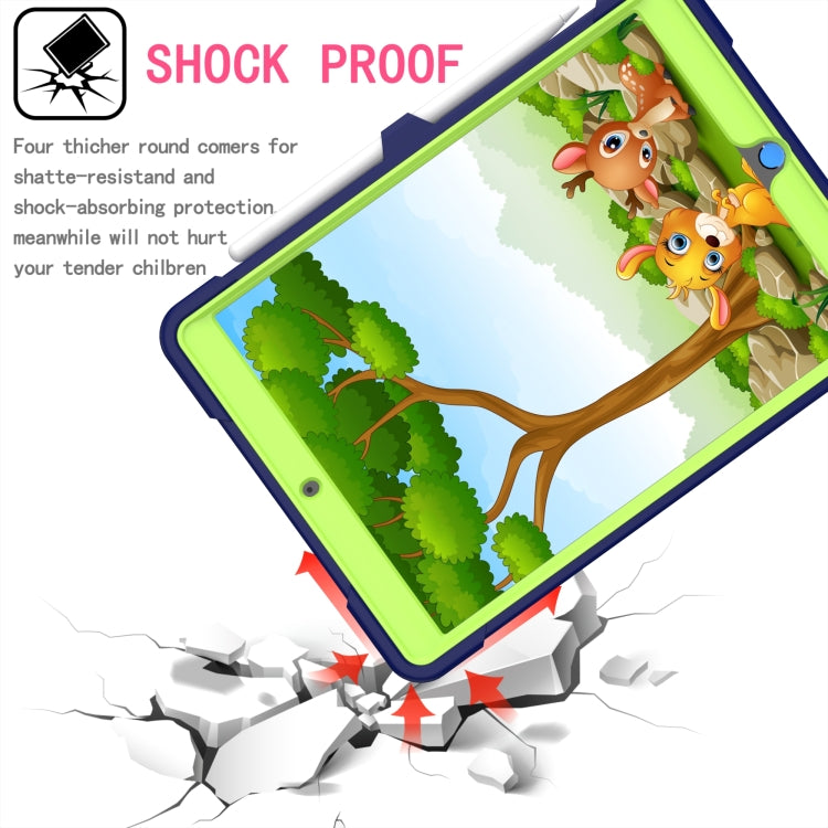 For iPad 10.2 2021 / 2020 / 2019 Contrast Color Shockproof Robot Silicone + PC Case with Wristband Holder(Navy Blue + Yellow-green) - iPad 10.2 Cases by buy2fix | Online Shopping UK | buy2fix