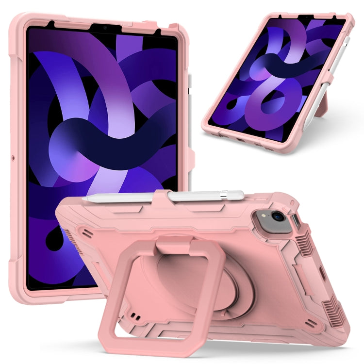 Contrast Color Shockproof Robot Silicone + PC Case with Wristband Holder For iPad Air 2022 / 2020 10.9(Rose Gold) - iPad Air (2022) / (2020) 10.9 Cases by buy2fix | Online Shopping UK | buy2fix