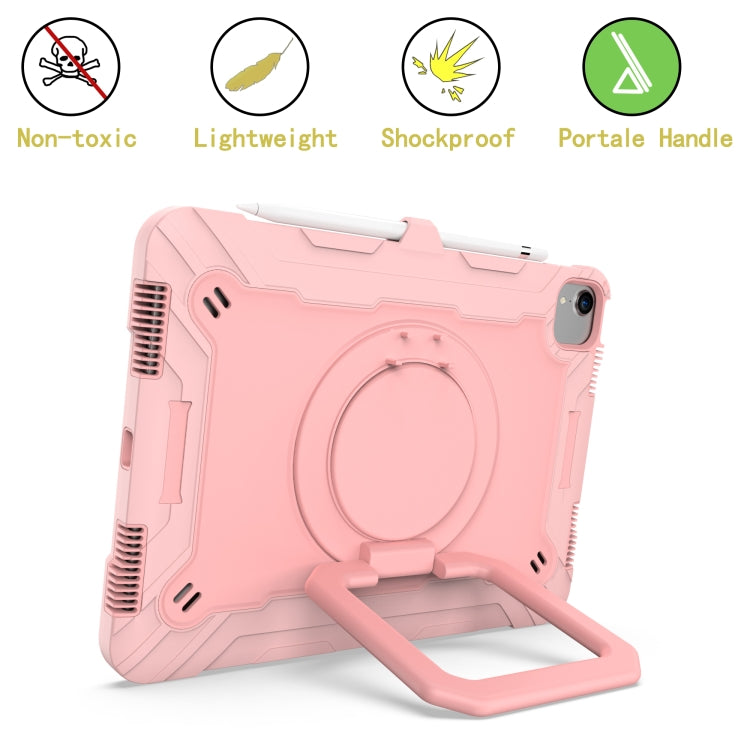 Contrast Color Shockproof Robot Silicone + PC Case with Wristband Holder For iPad Air 2022 / 2020 10.9(Rose Gold) - iPad Air (2022) / (2020) 10.9 Cases by buy2fix | Online Shopping UK | buy2fix