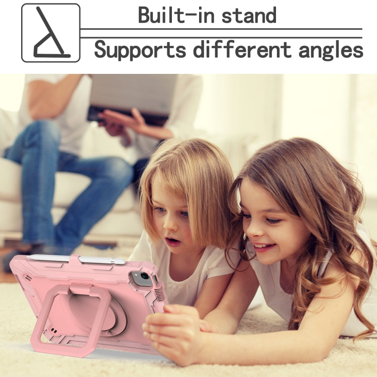 Contrast Color Shockproof Robot Silicone + PC Case with Wristband Holder For iPad Air 2022 / 2020 10.9(Rose Gold) - iPad Air (2022) / (2020) 10.9 Cases by buy2fix | Online Shopping UK | buy2fix