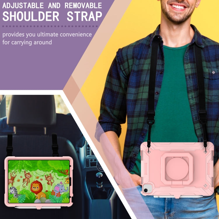 Contrast Color Shockproof Robot Silicone + PC Case with Wristband Holder For iPad Air 2022 / 2020 10.9(Rose Gold) - iPad Air (2022) / (2020) 10.9 Cases by buy2fix | Online Shopping UK | buy2fix