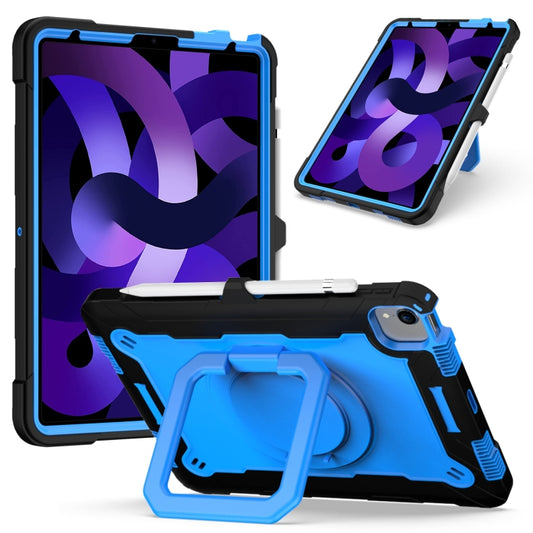 Contrast Color Shockproof Robot Silicone + PC Case with Wristband Holder For iPad Air 2022 / 2020 10.9(Black + Blue) - iPad Air (2022) / (2020) 10.9 Cases by buy2fix | Online Shopping UK | buy2fix