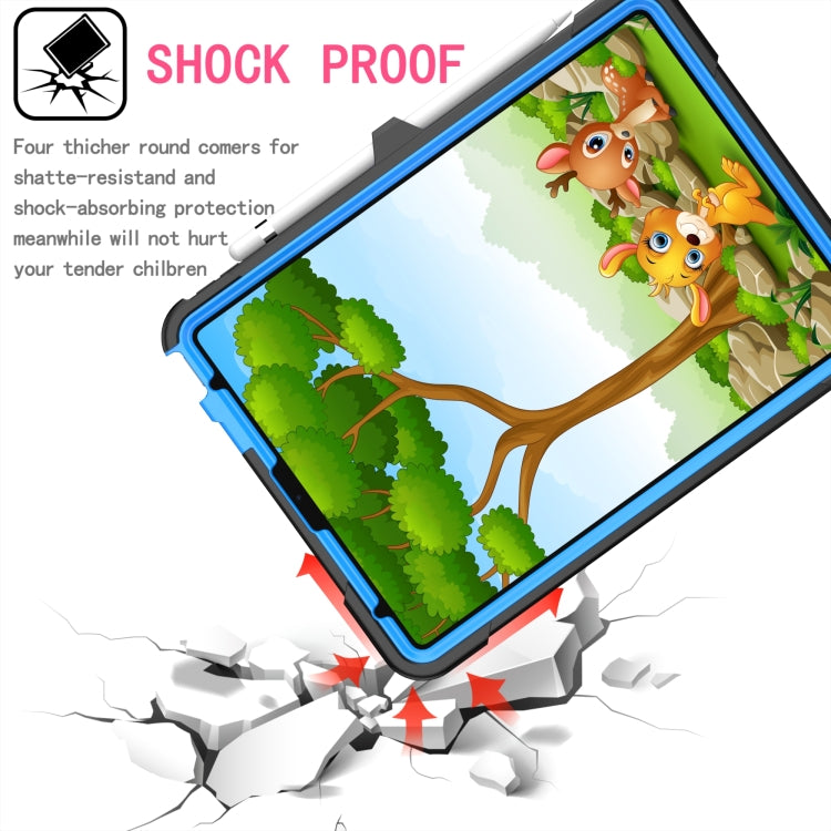 Contrast Color Shockproof Robot Silicone + PC Case with Wristband Holder For iPad Air 2022 / 2020 10.9(Black + Blue) - iPad Air (2022) / (2020) 10.9 Cases by buy2fix | Online Shopping UK | buy2fix