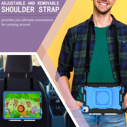 Contrast Color Shockproof Robot Silicone + PC Case with Wristband Holder For iPad Air 2022 / 2020 10.9(Black + Blue) - iPad Air (2022) / (2020) 10.9 Cases by buy2fix | Online Shopping UK | buy2fix