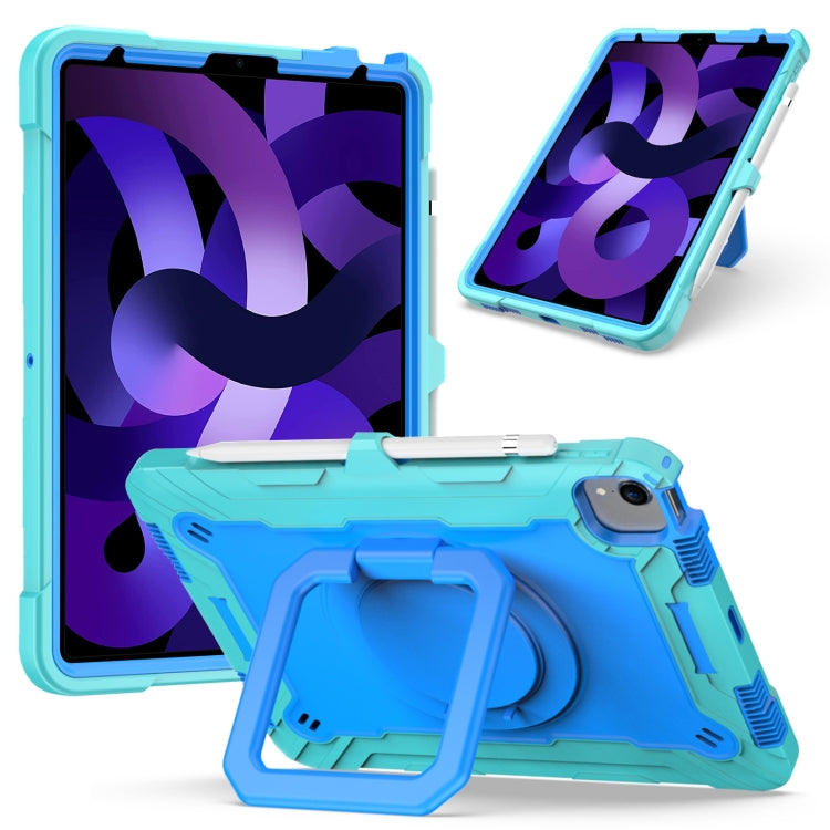 Contrast Color Shockproof Robot Silicone + PC Case with Wristband Holder For iPad Air 2022 / 2020 10.9(Mint Green + Blue) - iPad Air (2022) / (2020) 10.9 Cases by buy2fix | Online Shopping UK | buy2fix