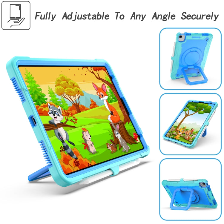 Contrast Color Shockproof Robot Silicone + PC Case with Wristband Holder For iPad Air 2022 / 2020 10.9(Mint Green + Blue) - iPad Air (2022) / (2020) 10.9 Cases by buy2fix | Online Shopping UK | buy2fix