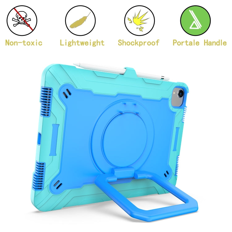 Contrast Color Shockproof Robot Silicone + PC Case with Wristband Holder For iPad Air 2022 / 2020 10.9(Mint Green + Blue) - iPad Air (2022) / (2020) 10.9 Cases by buy2fix | Online Shopping UK | buy2fix