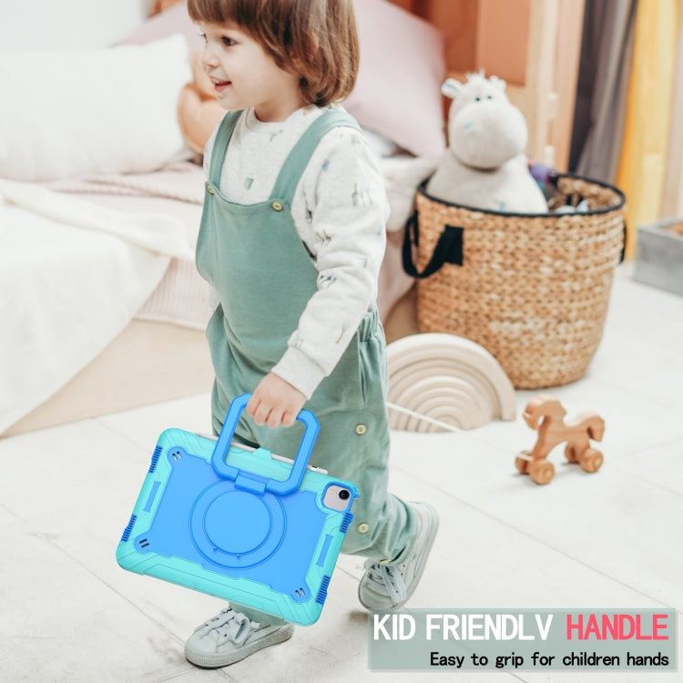 Contrast Color Shockproof Robot Silicone + PC Case with Wristband Holder For iPad Air 2022 / 2020 10.9(Mint Green + Blue) - iPad Air (2022) / (2020) 10.9 Cases by buy2fix | Online Shopping UK | buy2fix