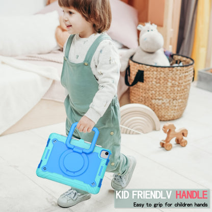 Contrast Color Shockproof Robot Silicone + PC Case with Wristband Holder For iPad Air 2022 / 2020 10.9(Mint Green + Blue) - iPad Air (2022) / (2020) 10.9 Cases by buy2fix | Online Shopping UK | buy2fix