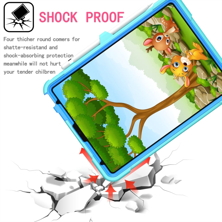 Contrast Color Shockproof Robot Silicone + PC Case with Wristband Holder For iPad Air 2022 / 2020 10.9(Mint Green + Blue) - iPad Air (2022) / (2020) 10.9 Cases by buy2fix | Online Shopping UK | buy2fix
