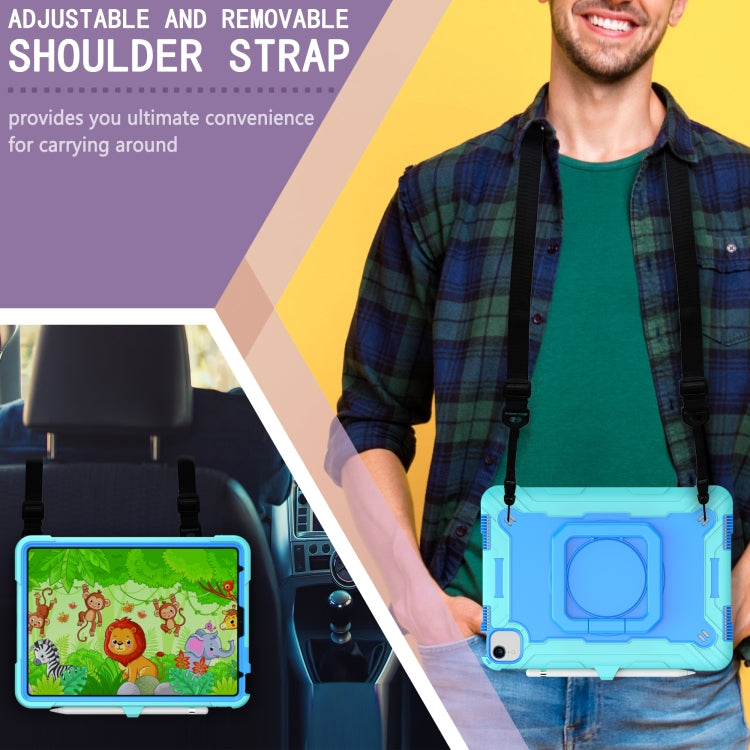 Contrast Color Shockproof Robot Silicone + PC Case with Wristband Holder For iPad Air 2022 / 2020 10.9(Mint Green + Blue) - iPad Air (2022) / (2020) 10.9 Cases by buy2fix | Online Shopping UK | buy2fix