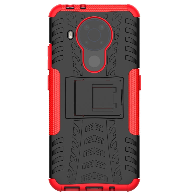 For Nokia 3.4 / 5.4 Tire Texture Shockproof TPU+PC Protective Case with Holder(Red) - Nokia Cases by buy2fix | Online Shopping UK | buy2fix