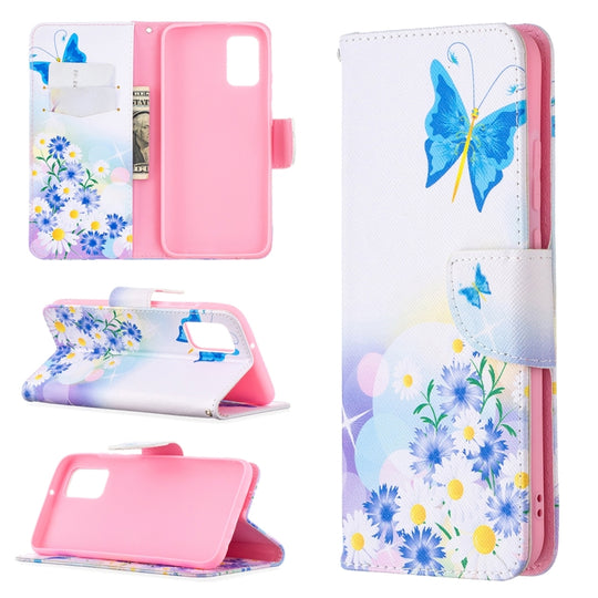 For Samsung Galaxy A02s (EU Version) Colored Drawing Pattern Horizontal Flip Leather Case with Holder & Card Slots & Wallet(Flower and Butterfly)