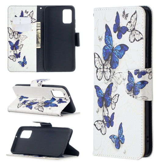 For Samsung Galaxy A02s (EU Version) Colored Drawing Pattern Horizontal Flip Leather Case with Holder & Card Slots & Wallet(Butterfly Swarm)