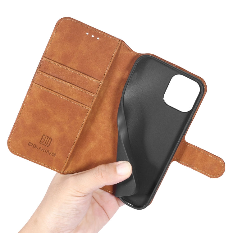 For iPhone 12 Pro Max DG.MING Retro Oil Side Horizontal Flip Case with Holder & Card Slots & Wallet(Brown) - iPhone 12 Pro Max Cases by DG.MING | Online Shopping UK | buy2fix