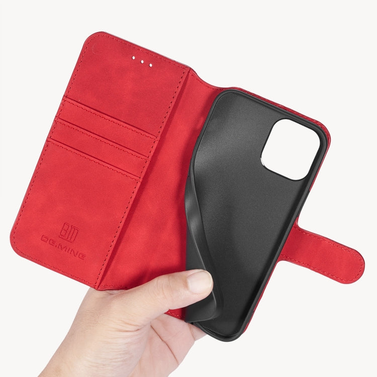 For iPhone 12 Pro Max DG.MING Retro Oil Side Horizontal Flip Case with Holder & Card Slots & Wallet(Red) - iPhone 12 Pro Max Cases by DG.MING | Online Shopping UK | buy2fix