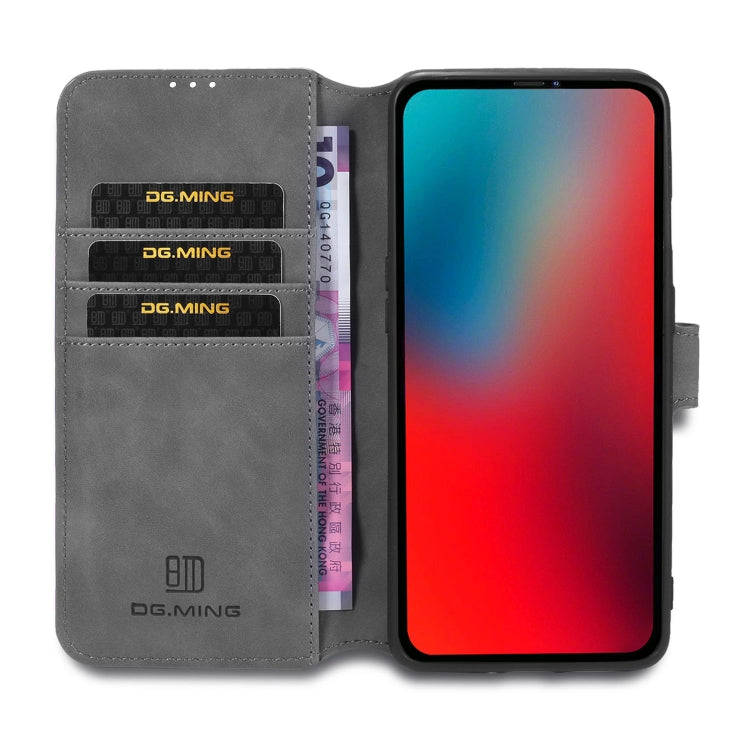 For iPhone 12 Pro Max DG.MING Retro Oil Side Horizontal Flip Case with Holder & Card Slots & Wallet(Grey) - iPhone 12 Pro Max Cases by DG.MING | Online Shopping UK | buy2fix