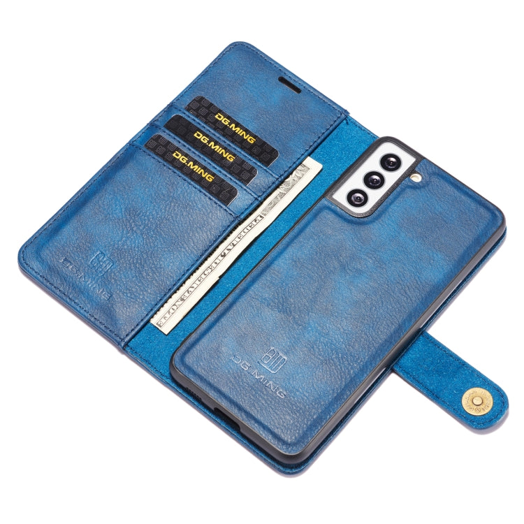 For Samsung Galaxy S21 5G DG.MING Crazy Horse Texture Flip Detachable Magnetic Leather Case with Holder & Card Slots & Wallet(Blue) - Galaxy S21 5G Cases by DG.MING | Online Shopping UK | buy2fix