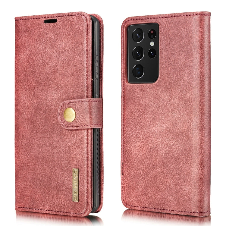 For Samsung Galaxy S21 Ultra 5G DG.MING Crazy Horse Texture Flip Detachable Magnetic Leather Case with Holder & Card Slots & Wallet(Red) by DG.MING
