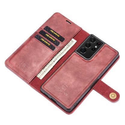 For Samsung Galaxy S21 Ultra 5G DG.MING Crazy Horse Texture Flip Detachable Magnetic Leather Case with Holder & Card Slots & Wallet(Red) by DG.MING