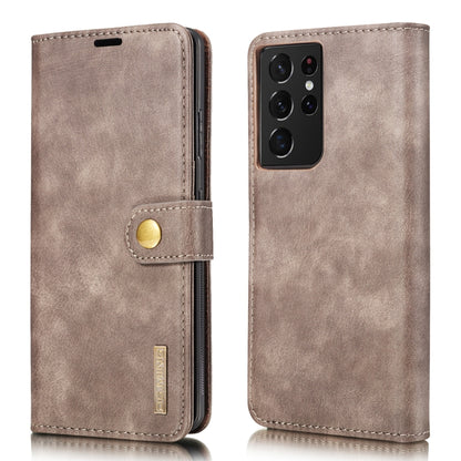 For Samsung Galaxy S21 Ultra 5G DG.MING Crazy Horse Texture Flip Detachable Magnetic Leather Case with Holder & Card Slots & Wallet(Grey) by DG.MING