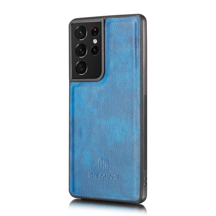For Samsung Galaxy S21 Ultra 5G DG.MING Crazy Horse Texture Flip Detachable Magnetic Leather Case with Holder & Card Slots & Wallet(Blue) by DG.MING