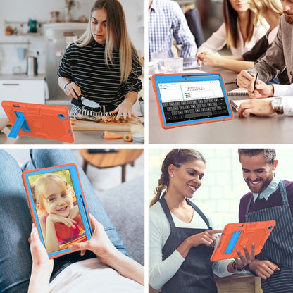 For Samsung Galaxy Tab S6 Lite P610 Contrast Color Robot Shockproof Silicone + PC Protective Case with Holder (Orange Blue) - Tab S6 Lite P610 / P615 by buy2fix | Online Shopping UK | buy2fix