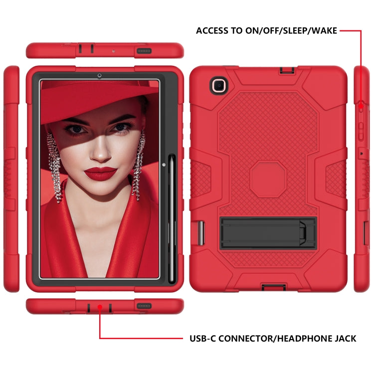 For Samsung Galaxy Tab S6 Lite P610 Contrast Color Robot Shockproof Silicone + PC Protective Case with Holder (Red Black) - Tab S6 Lite P610 / P615 by buy2fix | Online Shopping UK | buy2fix