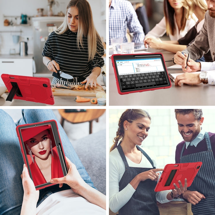 For Samsung Galaxy Tab S6 Lite P610 Contrast Color Robot Shockproof Silicone + PC Protective Case with Holder (Red Black) - Tab S6 Lite P610 / P615 by buy2fix | Online Shopping UK | buy2fix