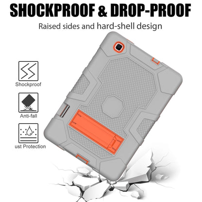For Samsung Galaxy Tab S6 Lite P610 Contrast Color Robot Shockproof Silicone + PC Protective Case with Holder (Grey Orange) - Tab S6 Lite P610 / P615 by buy2fix | Online Shopping UK | buy2fix