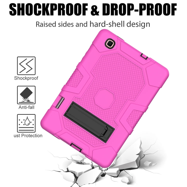 For Samsung Galaxy Tab S6 Lite P610 Contrast Color Robot Shockproof Silicone + PC Protective Case with Holder (Rose Red Black) - Tab S6 Lite P610 / P615 by buy2fix | Online Shopping UK | buy2fix
