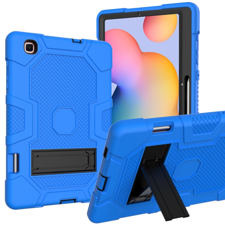 For Samsung Galaxy Tab S6 Lite P610 Contrast Color Robot Shockproof Silicone + PC Protective Case with Holder (Dark Blue Black) - Tab S6 Lite P610 / P615 by buy2fix | Online Shopping UK | buy2fix