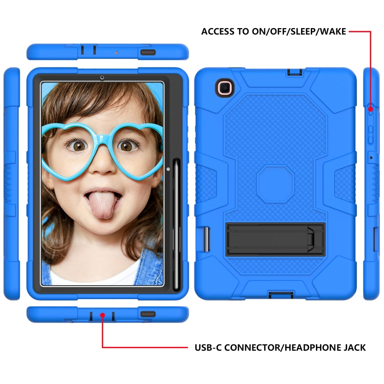 For Samsung Galaxy Tab S6 Lite P610 Contrast Color Robot Shockproof Silicone + PC Protective Case with Holder (Dark Blue Black) - Tab S6 Lite P610 / P615 by buy2fix | Online Shopping UK | buy2fix