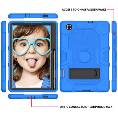For Samsung Galaxy Tab S6 Lite P610 Contrast Color Robot Shockproof Silicone + PC Protective Case with Holder (Dark Blue Black) - Tab S6 Lite P610 / P615 by buy2fix | Online Shopping UK | buy2fix