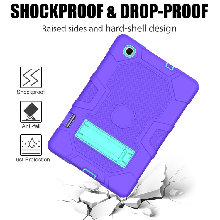 For Samsung Galaxy Tab S6 Lite P610 Contrast Color Robot Shockproof Silicone + PC Protective Case with Holder (Purple Mint Green) - Tab S6 Lite P610 / P615 by buy2fix | Online Shopping UK | buy2fix