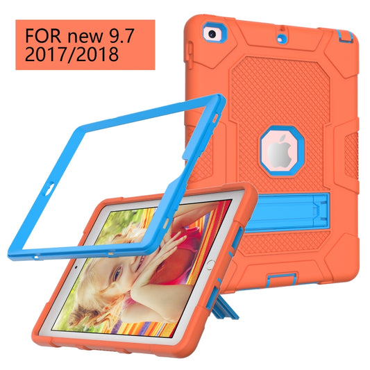 Contrast Color Robot Shockproof Silicone + PC Protective Case with Holder For iPad 9.7 (2018 / 2017)(Orange Blue) - iPad 9.7 (2018) & (2017) Cases by buy2fix | Online Shopping UK | buy2fix