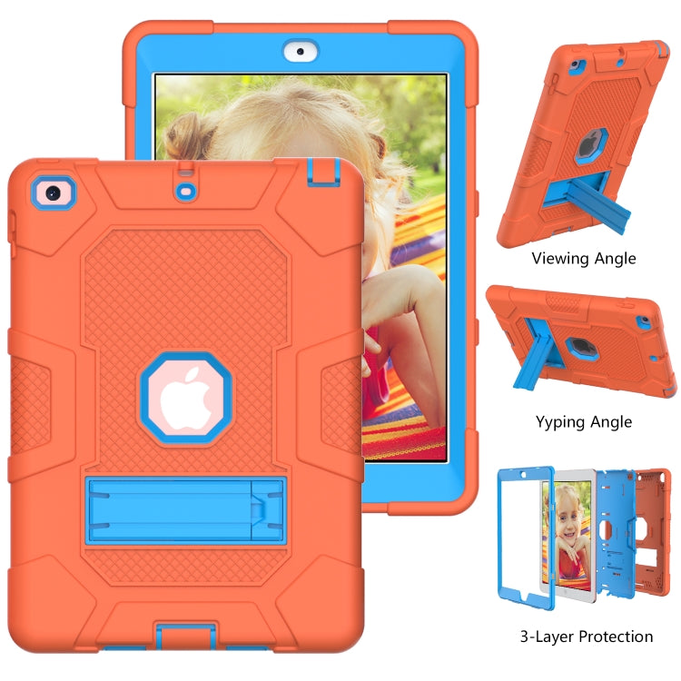 Contrast Color Robot Shockproof Silicone + PC Protective Case with Holder For iPad 9.7 (2018 / 2017)(Orange Blue) - iPad 9.7 (2018) & (2017) Cases by buy2fix | Online Shopping UK | buy2fix